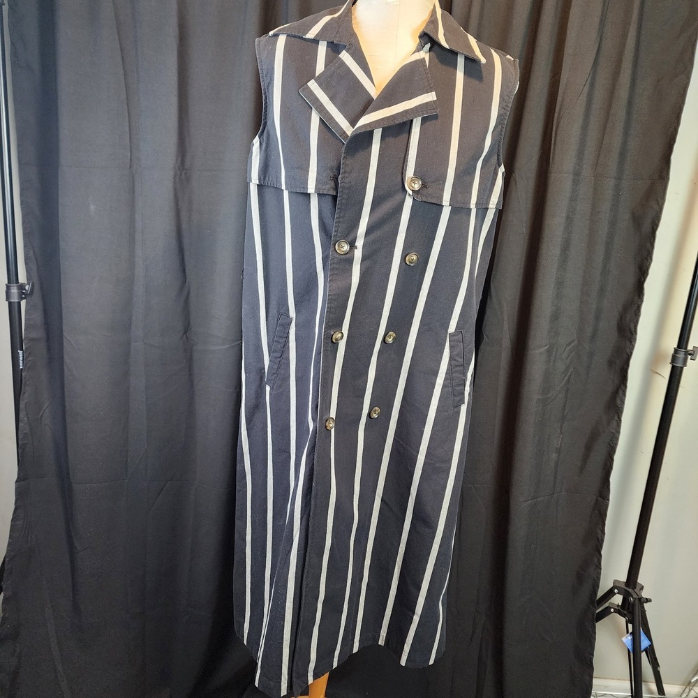 Who What Wear Shirt Dress S Black Striped Double‎ Breasted Pockets Career Midi